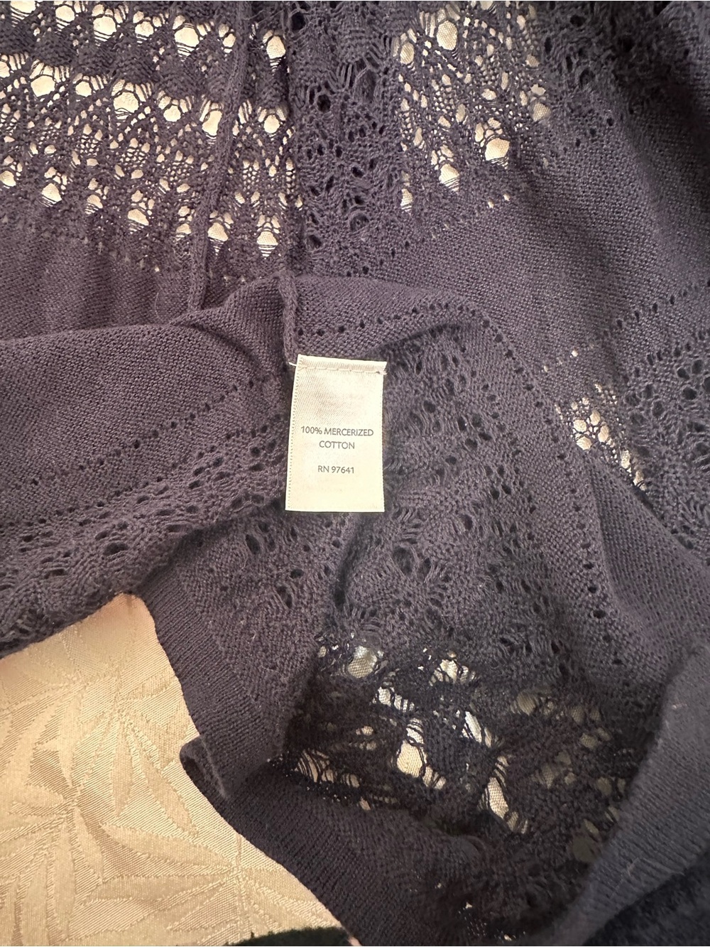 J. Jill navy Open-Front Eyelet Knit Cardigan - Picture 4 of 4